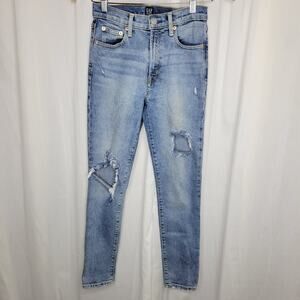GAP Light Wash Straight Leg Ripped Holes Jeans, 24/00